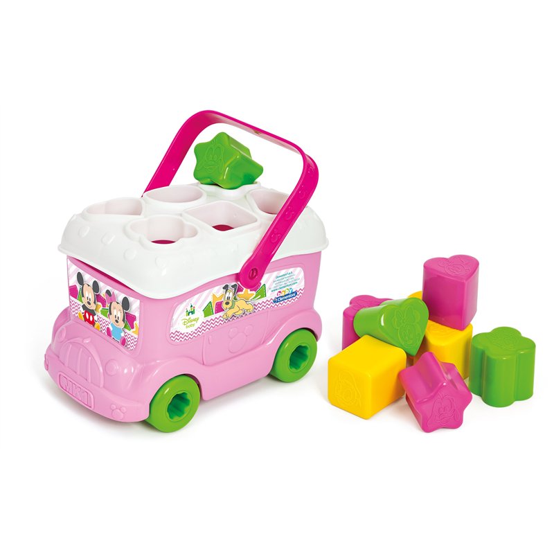 Clementoni - Le Bus des Formes - Minnie - Jouet Disney - Jeu Sensoriel pour Enfant - Développe la Motricité et Le Sens de l'Obser