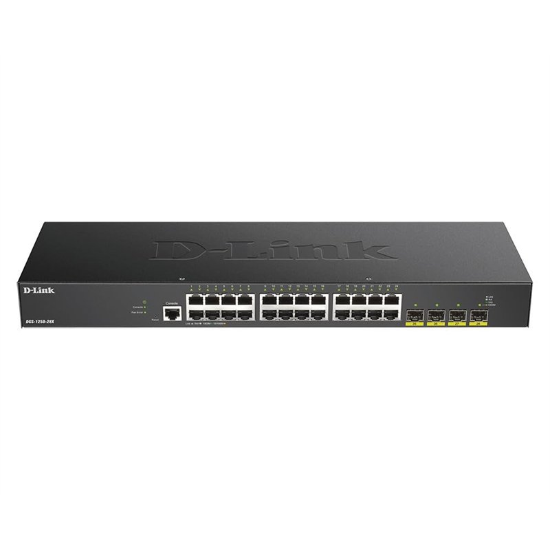 D-Link DGS-1250-28X Switch Smart+ 24-Port Gigabit + 4x 10G SFP+ Idéal pour Entreprise Administration et Réseaux Gérés