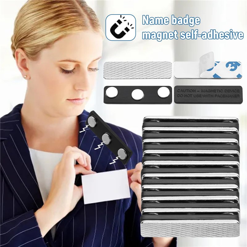 Image secondaire de Srup 10 Pièces Badges Magnétiques Adhésifs, Aimants de Badges de Nom, Plaques de Nom Magnétiques Adhésives, Badges Nominatifs Ma