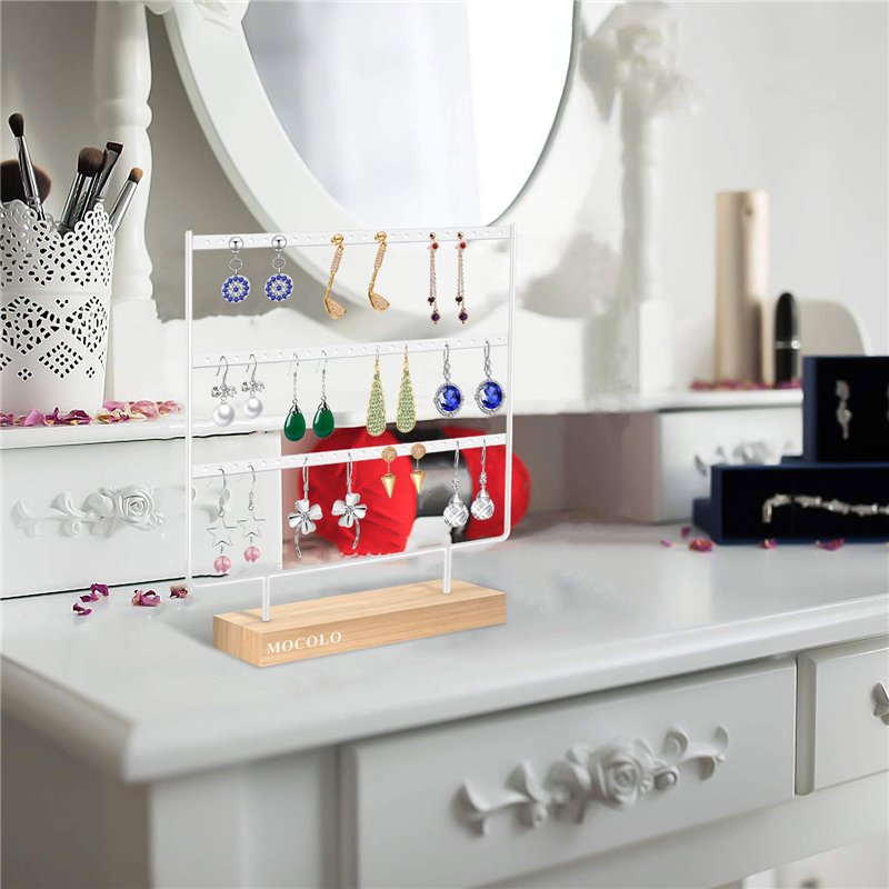 Image secondaire de Organisateur de Boucle d'oreille, Support de Boucle d'oreille pour Boucles d'oreilles suspendues (66 Trous et 3 Couches)