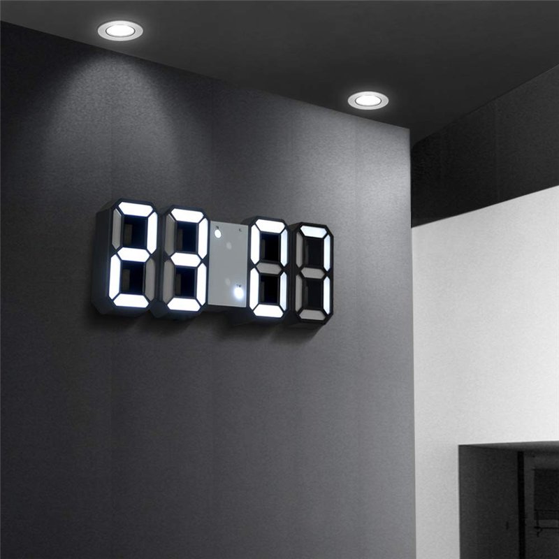 Image secondaire de DELIPOP Horloge Murale Numérique LED 3D 21,5CM, Réveille-Matin LED Digital avec 3 Niveaux de Luminosité Réglables Fonction, Horl