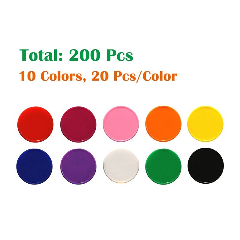 Image secondaire de Jetons Plastiques, 200 Pcs Learning Ressources, 10 Couleurs pour Bingo, Poker, Loto et Jeux de Société, Marqueurs pour Nain Jaun