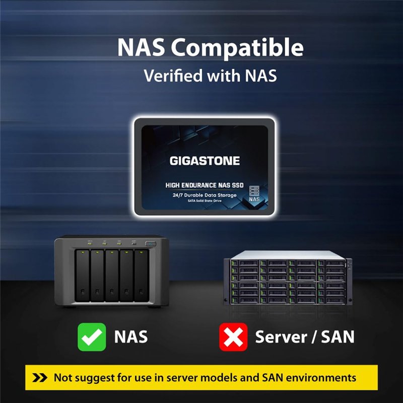 Image secondaire de GIGASTONE SSD 1To NAS SSD Disque 24 h/24, 7 j/7 Durable TLC Endurance élevée Raid Synchro sécurisée des données Cache de Stockag