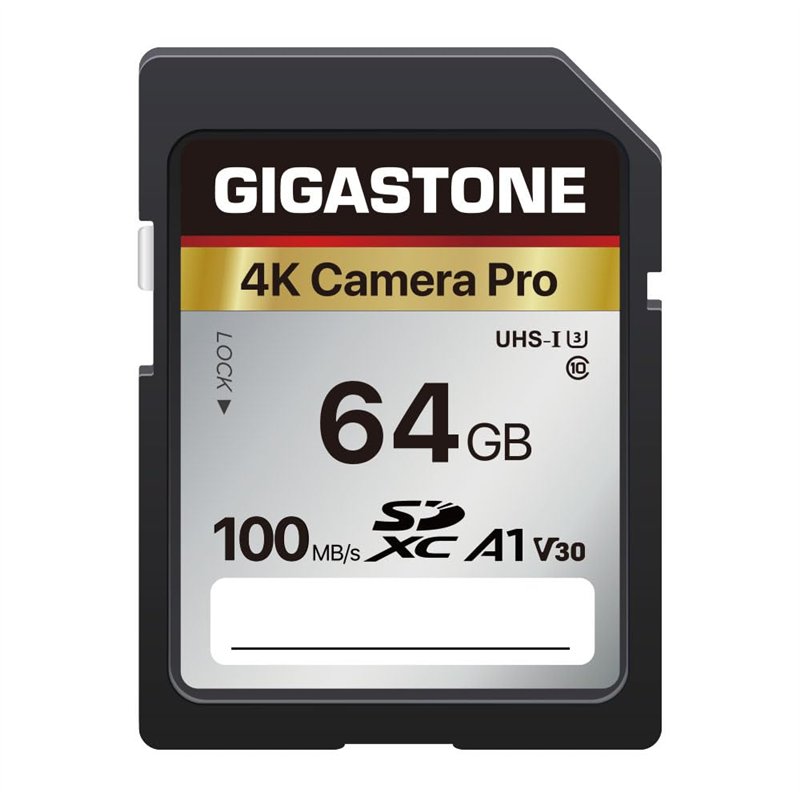[5 Ans Récupération de données Gratuite] GIGASTONE 64Go Carte SD, 4K Camera Pro, Vitesse jusqu'à 100 Mo/s, A1 V30 SDXC 4K UHD Vi