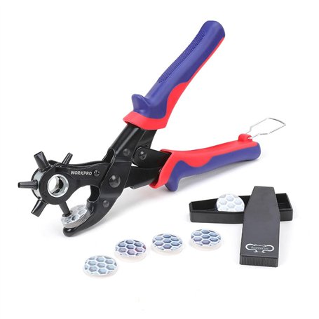 WORKPRO Pince Perforatrice avec 6 Tailles de Poinçon Interchangeables pour Tissu