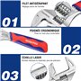 WORKPRO Clé à Molette et Pince Multiprise 2 en 1 avec Grande Ouverture 42 mm et Poignée Bi-Matière, Longeur 200mm
