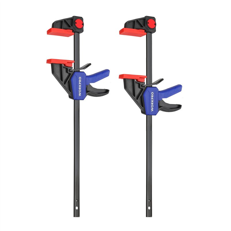 WORKPRO Jeu de 2 Serre-joints à une Main en Acier et Nylon pour une Fixation Précise, Largeur de Serrage de 305 mm, Force de Ser