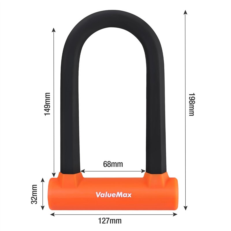 Image secondaire de ValueMax Antivol en U pour Vélo, Antivol de Vélo Noir avec 1,8 m Câble, Serrure de Vélo avec Support de Montage Robuste, Idéal p