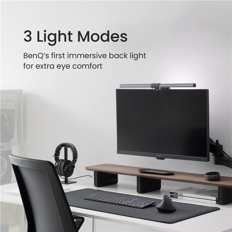 Image secondaire de BenQ ScreenBar Halo lampe de bureau sans fil, Garanti aucun reflet sur l’écran, gain d’espace, 3 modes de lumière intelligente |