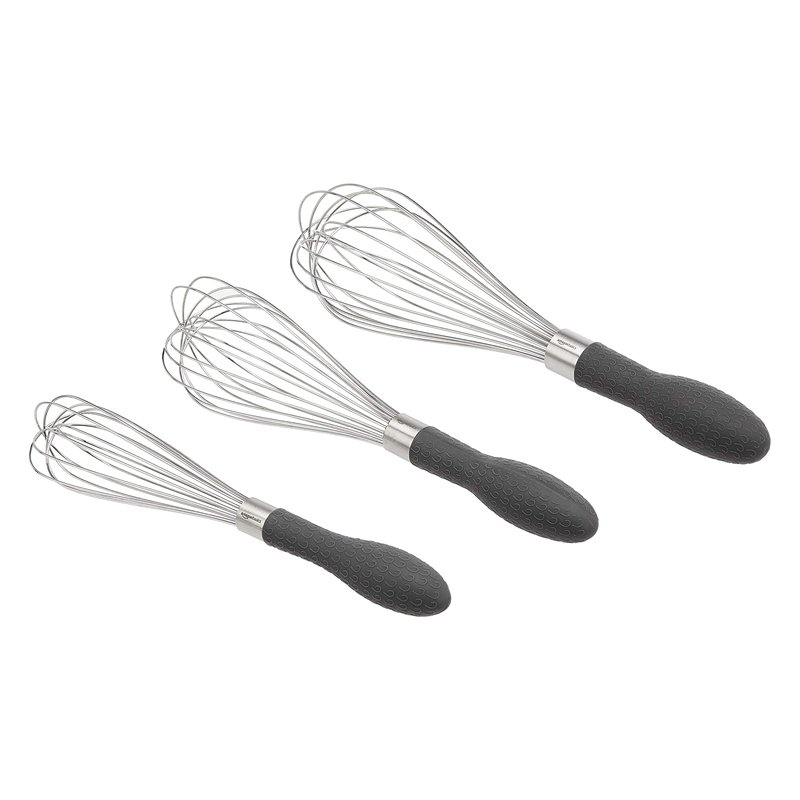 Amazon Basics Lot de 3 fouets à fils en acier inoxydable, Gris