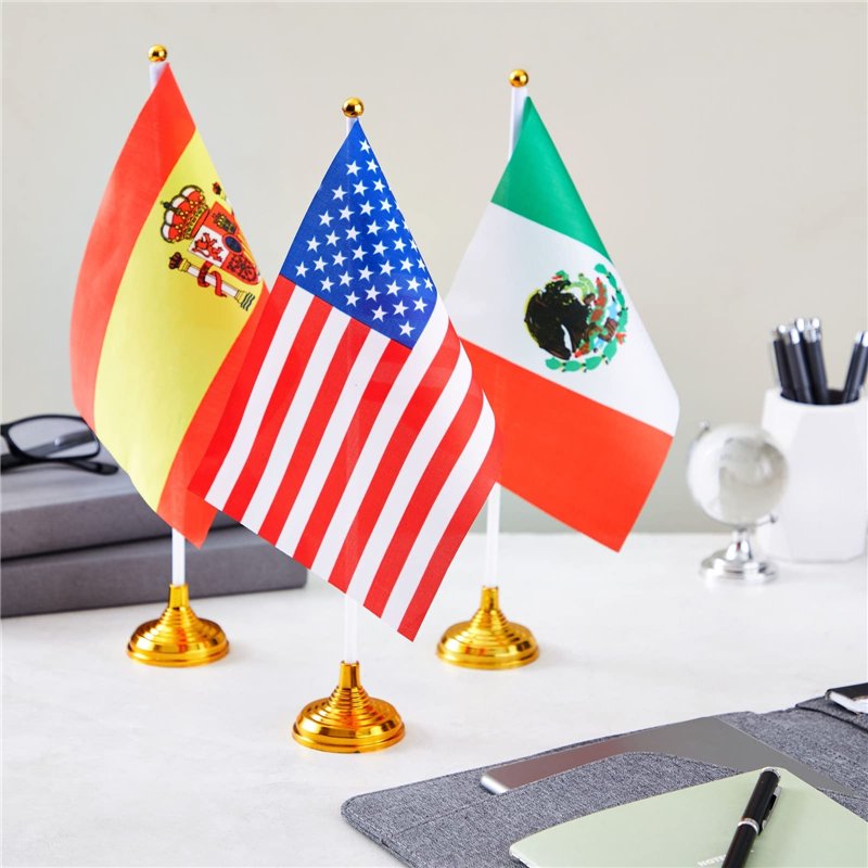 Image secondaire de Juvale Drapeaux Pays du Monde Internationaux pour Bureau 21 x 13,9 cm avec Supports de 30 cm (Paquet de 24)
