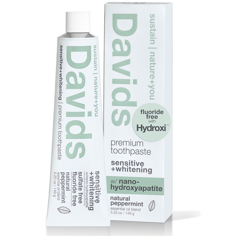 Davids Dentifrice naturel Nano Hydroxyapaite pour sensibilité, menthe poivrée, sans fluorure, sans SLS, émail reminéralisé, blan
