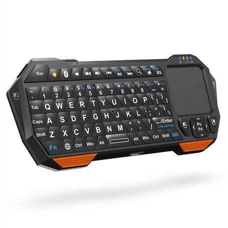 Fosmon - Mini Clavier Bluetooth avec Pavé Tactile Intégré (QWERTY) - Portable sans Fil - Compatible avec Apple TV