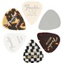 Fender© "351 Material Medley Picks" Médiators pour Guitare et Basse - Diverses couleurs et matériaux - Medium - Set de 6