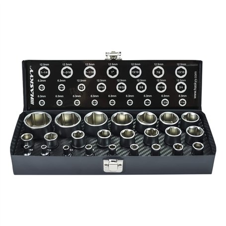 HASKYY Clé à douille Douilles à noix Jeu d'outils clés douilles 24 pièces