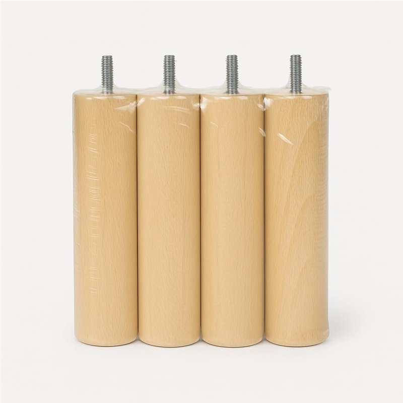 Image secondaire de La Fabrique de Pieds AM20170003 Jeu de 4 Pieds de Lit Cylindres Bois Verni Clair 25 x 6 x 6 cm