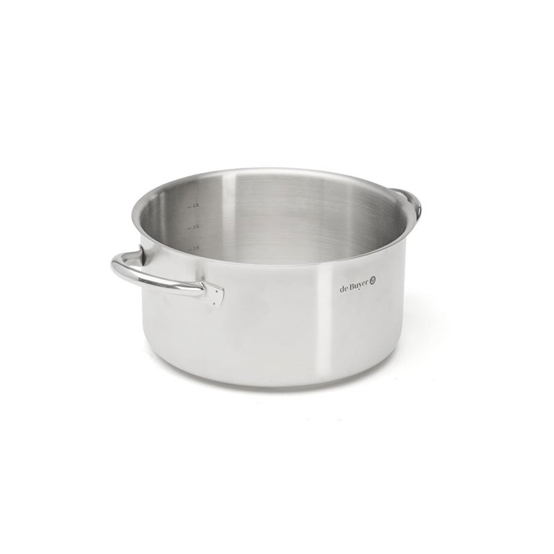De Buyer - Faitout sans couvercle en inox PRIM'APPETY - 24 cm - Sans PFAS, Inox 18/10 de Qualité Professionnelle, Fond Magnétiqu