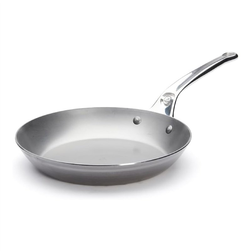 De Buyer - Poêle ronde en tôle d'acier MINERAL B Pro - 24 cm - Fabriquée en France, Sans PFAS, Anti Adhérence Naturelle, Queue E