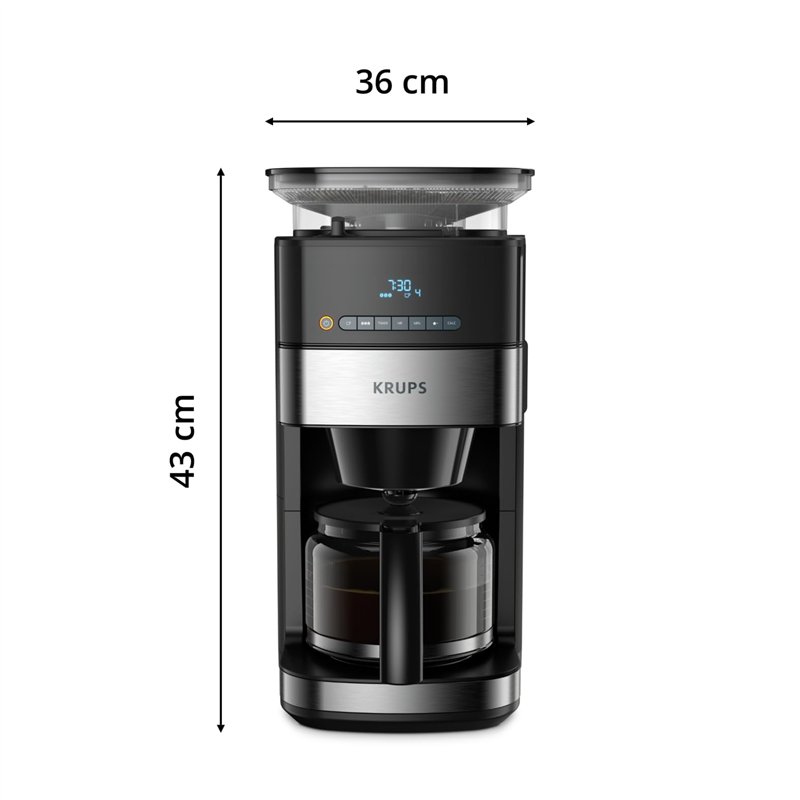 Image secondaire de Krups Grind Aroma Cafetière filtre programmable, Broyeur à grains automatique intégré, Café grains ou moulu, 1,25 L, 10 tasses