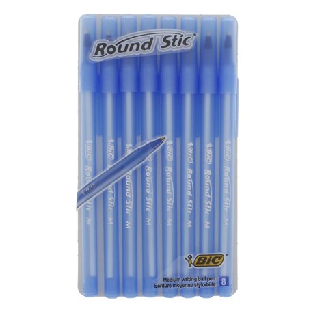 Ballpoint pens - medium blue 1 mm - Round Stic - 8 pieces