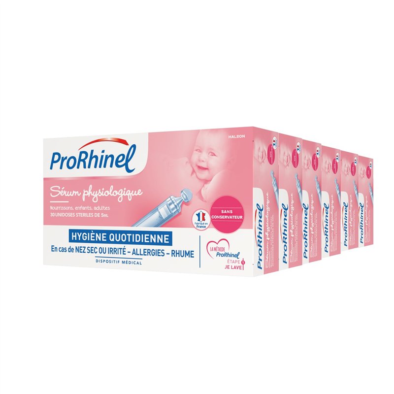 Prorhinel Lot de 6 Sérums Physiologiques. Hygiène du Nez Quotidienne - lavage nasal pour Nez Sec ou Irrité, Allergie et Rhume. 1