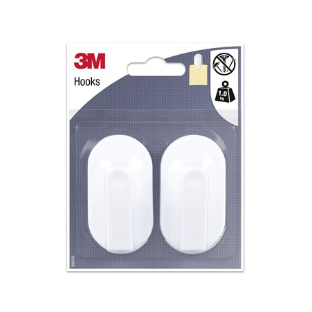 3M Crochet Adhésif Blanc pour Bloc-notes - 2 Crochets