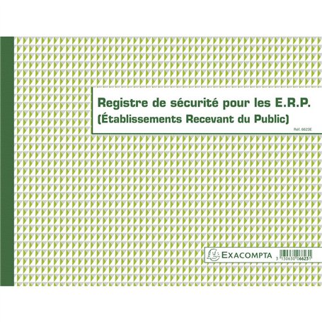 Exacompta - Réf. 6623E - 1 Registre de sécurité pour les Etablissement Recevant du public (ERP) - Conforme au registre Sécurité