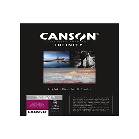 CANSON Infinity - Photosatin Premium RC - Boîte 25 feuilles de papier photo satin A4 - 270g/m² - Extra blanc