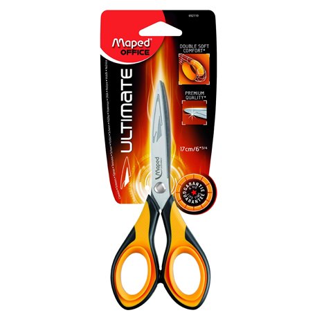 Maped - Ciseaux Ultimate 17 cm ambidextres - Ciseaux symétriques - Qualité de coupe et confort extrême - Garantie à vie - Orange
