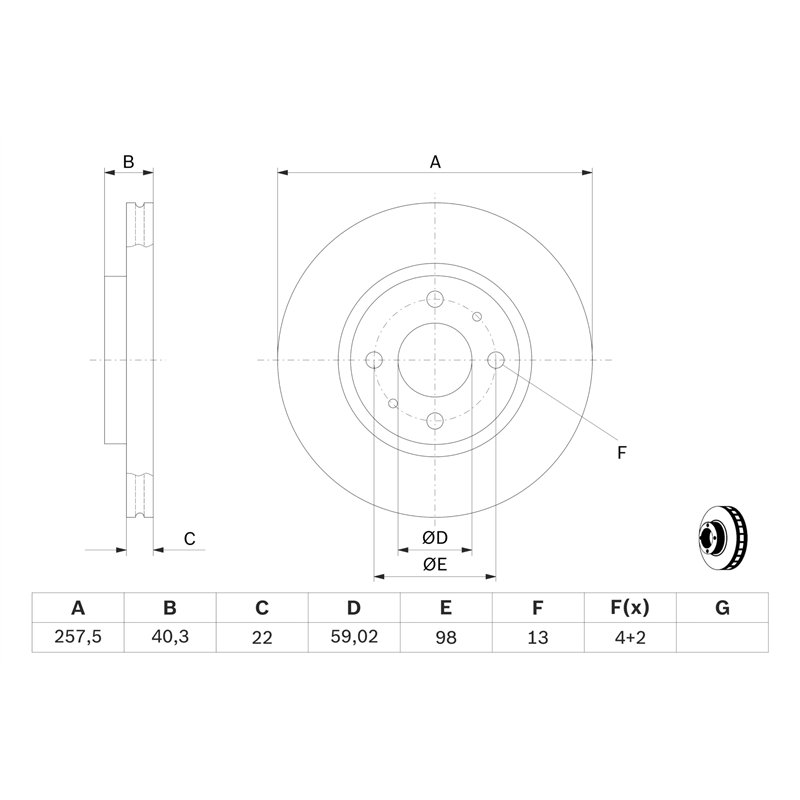 Image secondaire de Bosch BD557 Disques de frein - certification ECE-R90-1 jeu de 2 disques