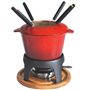Baumalu 385050 Service à Fondue Fonte Rouge Dégradé avec Plateau en Bois
