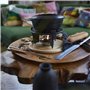 Baumalu 385051 Service à Fondue Fonte Noir avec Plateau en Bois, Métal