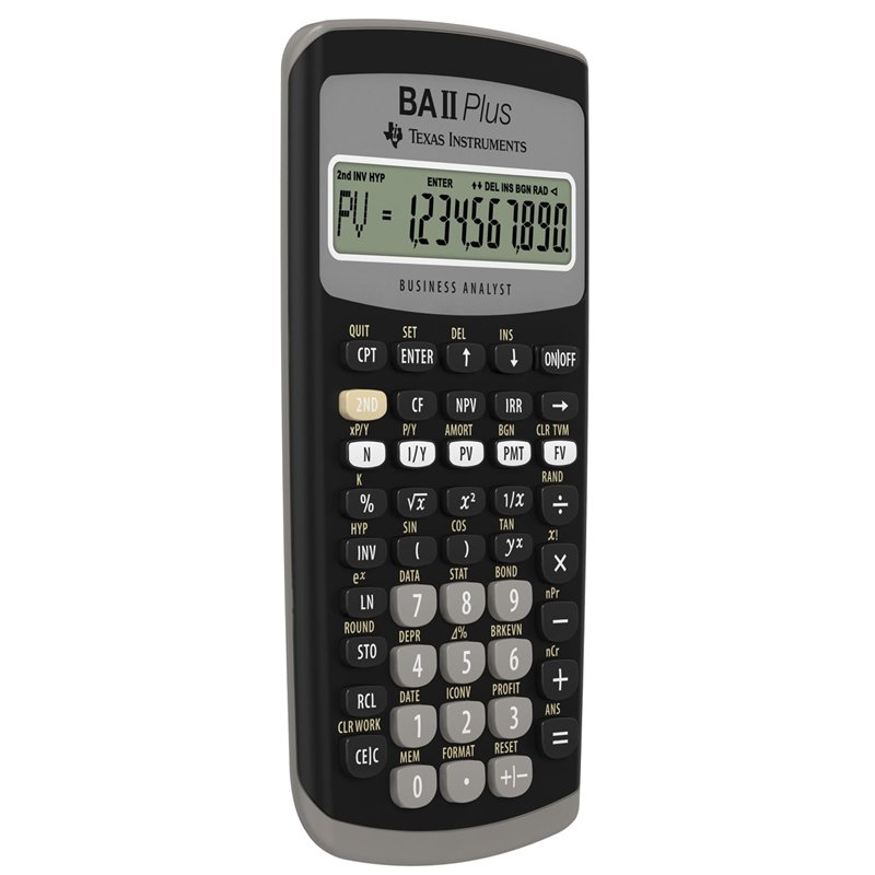 Image secondaire de Texas Instruments BA II Plus Calculatrice de Poche, financière, Noire, à Boutons, à Piles.