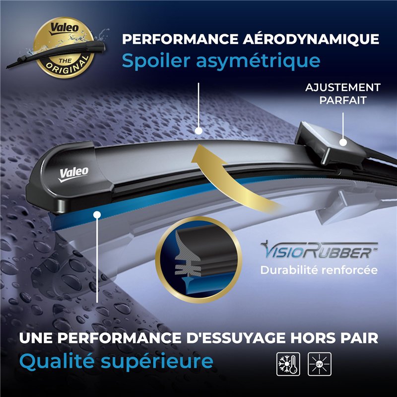 Image secondaire de VALEO Silencio Essuie-glace - VF849 - Kit de Balais d'Essuie-glace Plat d'Origine de Haute performance, Visibilité Supérieure su