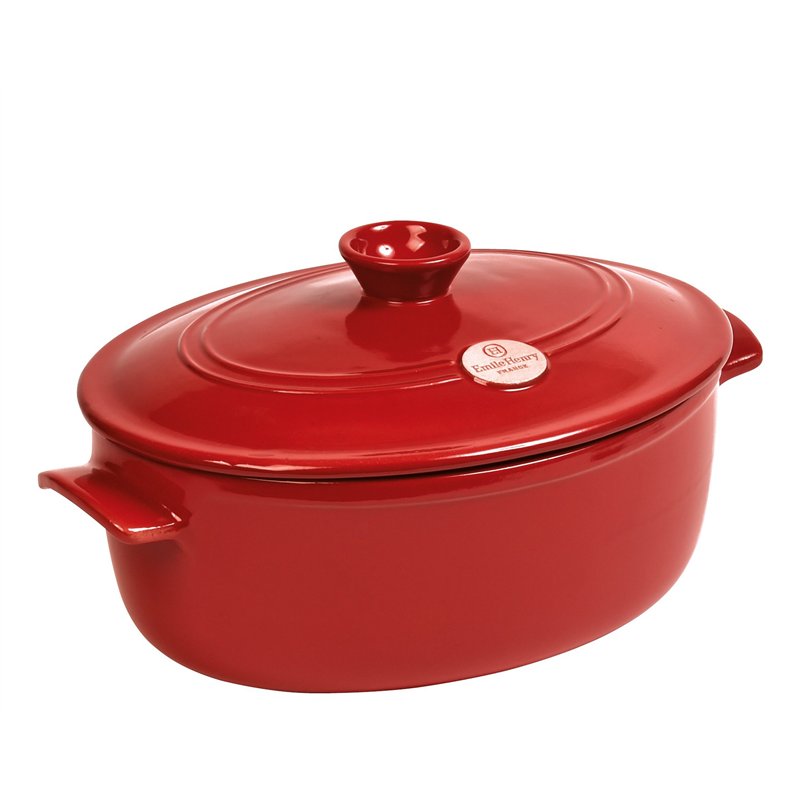 Emile Henry Eh344560 Cocotte Ovale Céramique Rouge Grand Cru 33,5 X 26,5 X 18,5 cm