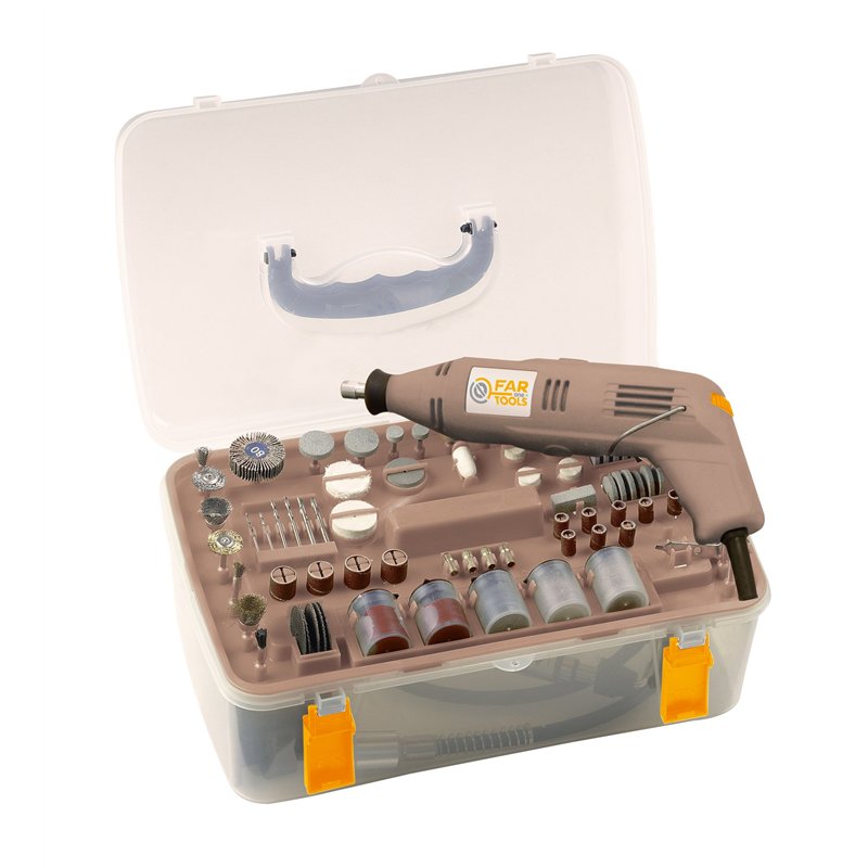 Fartools One Pack mini meuleuse 130 W, 210 accessoires dont support étau et flexible, vitesse variable 8000-35000tr/min, changem