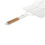 RUECAB - Grille de Barbecue Double Quadrillé Inox Poignée Bois Argent , 22 x 34 cm