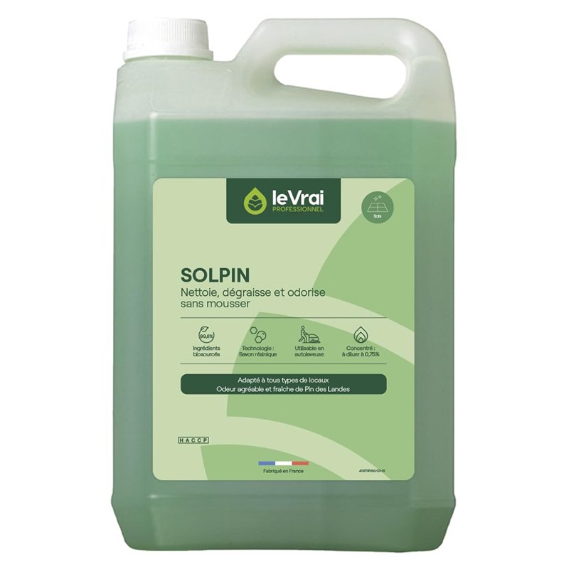 LE VRAI PROFESSIONNEL - SOLPIN - Nettoyant Sol Multi-Surfaces - Détergent aux Agents Lavants d’Origine Végétale - pour Aspirateur
