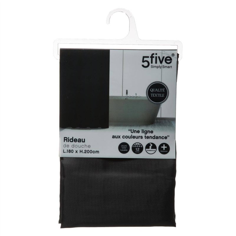 Image secondaire de Eminza Rideau de Douche Polyester – Noir