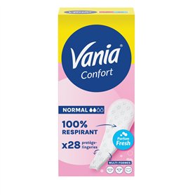 Vania - Protège-Slips Confort Normal Multi-Formes Parfum Fresh (boîte de 28 pièces) – Protège-lingeries 100% respirants – Protec