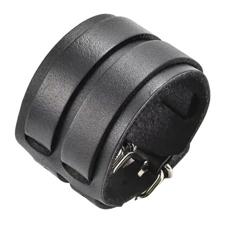 ZENSE - Bracelet de force noir en cuir pour homme avec double lanières ZB0265