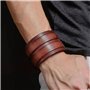 ZENSE - Bracelet de force marron en cuir pour homme avec double lanière ZB0345