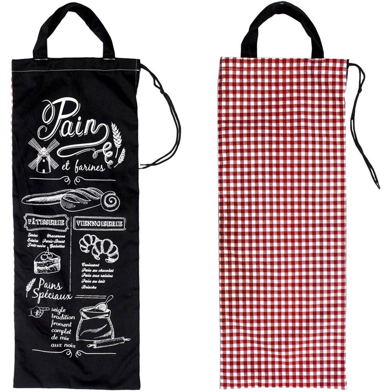 Image secondaire de Promobo -Sac A Pain Imprimé Vintage Décor Bistrot Double Face Vichy