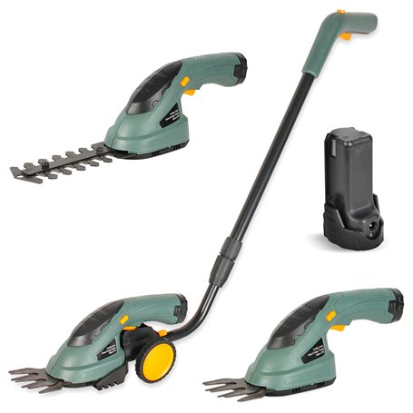 Coupe Bordure + Taille Haie Electrique sans Fil FISHTEC - Cisaille à Gazon 2 Types de Lames : Taille Herbe + Sculpte Haie - Batt