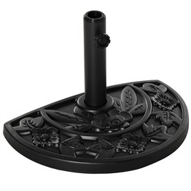Outsunny Pied de Demi-Parasol Demi-Pied Socle de Parasol Base de lestage Ciment HDPE Motif Fleurs cannulation pour parasols Ø 35
