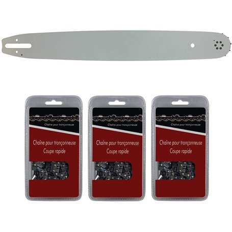 Guide 50 cm (20 pouces) + lot de 3 chaînes 72 maillons - Compatible tronçonneuses STIHL MS 291