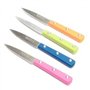 Lot de 4 Couteau de cuisine LA FOURMI ABS COULEUR ROSE/BLEU/ORANGE/VERT OFFICE INOX 1/2 SOIE 10 CM code 2956