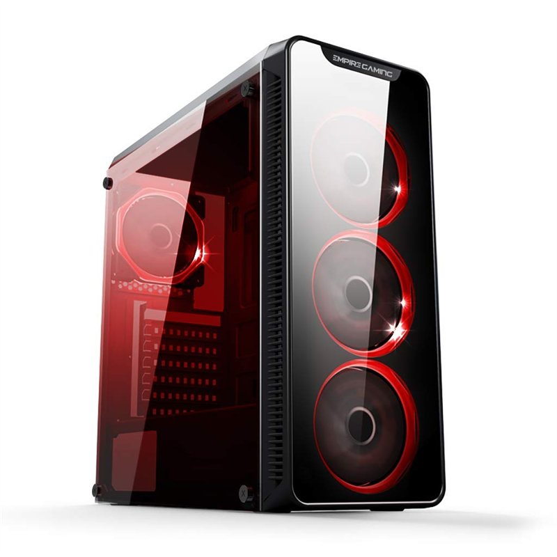 EMPIRE GAMING - Boîtier PC Gamer WarMachine - Moyenne Tour ATX - Façade en Verre, Paroi en Verre Complète et Trempée, Ventilateu