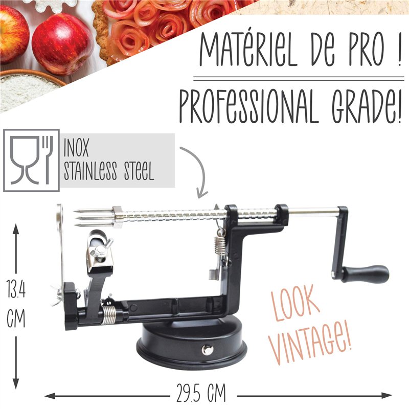 Image secondaire de SCRAP COOKING Épluche Pomme 3-en-1 Need’it - En Métal - Éplucheur Pèle Découpe Qualité Professionnelle Inox pour Pâtisserie, Cuisine