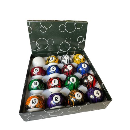 Jeu de Billes ou Boules de Billard Américaines Marbré Supapro 57 mm - BCE